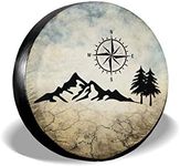 cozipink Nature Mountain Compass Spare Tire Cover Wheel Protectors Weatherproof Universal for Trailer Rv SUV Truck Camper Travel Trailer 14" 15" 16" 17"