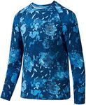 BASSDASH Youth UPF50+ Camo Long Sleeve Fishing Shirt UV Protection Quick Dry Tee, Blue Sport Camo, Large