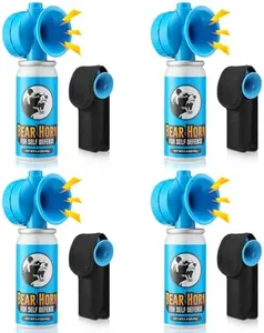 4Pack 1.4oz Bear Horn Self Defense 123dB Loud Air Horn Audible up to 1/2 Mile Safety Air Horn for Wild Animals Bear Alarm for Hiking Climbing Camping and Outdoor Protection (4)