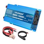 Yinleader Pure Sine Wave Inverter DC 12V to 240V 230V AC Car Power Converter 500W/1000W (Peak) With 2 USB Ports 1 AC Socket for Charge Phone, Pad, Laptop, LED TV