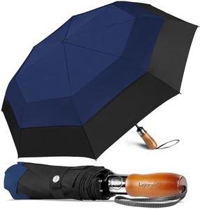 Lejorain Compact Golf Umbrella Travel - 54inch Oversized Collapsible Auto Open Close Portable Strong Adult Umbrella Luxury Wooden Handle