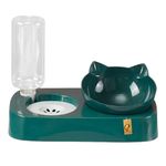 Foodie Puppies 2 in 1 Pet Gravity Feeder Food Bowl and Water Bottle Set- (Green), with Automatic Water Dispenser Bottle, Detachable Tilted Raised Food Bowl for Puppy, Small Dogs Cats and Kittens