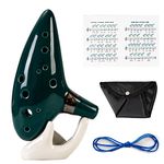 Mulucky Ocarina 12 Tones Alto C with Song Book Display Stand Neck Cord - Dark Green
