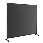 COSTWAY 1 Panel Room Divider, Wide Rolling Wall Privacy Screen Protector with Lockable Wheels, Freestanding Paravent Partition Separator for Living Room, Bedroom and Office, 184 x 184cm (Grey)