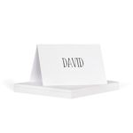 Name place cards, personalised plain white folded table name cards for party reception birthday 12 pieces, custom name cards for table setting, wedding name cards (Personalised - black text font 1)