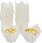 Juvale 100-Pack White Tulip Cupcake Liners for Wedding, Birthday Party, Parchment Paper Baking Cups and Muffin Wrappers for Baby Shower, Tea Party Decorations (2.2x3.15 in)