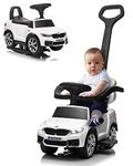 VOLTZ TOYS Push Car for Kids, Licensed M5 4-in-1 Push Pedal Ride on Car for Baby, Foot to Floor Sliding Slider Ride-on Car with Push Bar, Leather Seat, LED Lights, Horn, Foot Rest and Rocking Chair Rails(WHITE)