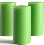 Set of 3 Green Pillar Candles 7,5 x 15 cm - Unscented Fragrance-Free Candles for Weddings, Decoration, Restaurant, Spa, Church - Smokeless & Dripless by Melt Candle Company