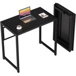 GreenForest Folding Desk for Small Spaces,31.5 in No-Assembly Small Computer Desk for Home Office,Space Saving Foldable Table Study Office Desk,Black