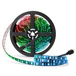 SUPERNIGHT LED Strip Lights, 16.4FT 5M SMD 5050 Waterproof 300LEDs RGB Color Changing Flexible LED Light Strip for Bedroom, TV Back Lighting, Christmas, Valentine's Day (Black PCB)