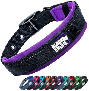 Black Rhino - The Comfort Collar Ultra Soft Neoprene Padded Dog Collar for All Breeds - Heavy Duty Adjustable Reflective Weatherproof (Large, Purple/Bl)