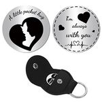 CREATCABIN A Little Pocket Hug Token with PU Leather Keychain Heart Long Distance Relationship Keepsake Stainless Steel Double Sided Inspirational Gift for Boyfriend Lover 1.2 Inch-I'm Always With You