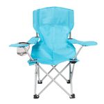 OHS Camping Chairs for Kids Blue, Outdoor Lightweight Boys Girls Kids Folding Chair Comfy Sturdy Drinks Cup Holder Picnic Garden Beach Hiking Camping