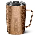 BrüMate Toddy - 16oz 100% Leak Proof Insulated Coffee Mug with Handle & Lid - Stainless Steel Coffee Travel Mug - Double Walled Coffee Cup (Gold Leopard)