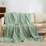 PHF 100% Cotton Waffle Weave Blanket, King Size Soft Breathable Bed Blanket for All Season, Perfect for Layering Couch Bed Sofa(108"x90", King Size, Sage Green)