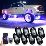 YiLaie RGB LED Rock Lights with APP/Remote Control, Waterproof IP68 Neon Rock Lights Kits for Pickup Off Road RZR SUV ATV UTV Car -8 Pods