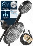 HammerHead Showers Metal Dual Shower Head Combo — 8 Inch Rain Showerhead & High Pressure Handheld with 6 Foot Hose — Double Spray Home Luxury Spa — Easily Installs In Minutes — Oil Rubbed Bronze