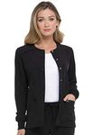 Dickies EDS Essentials by Women's Snap Front Warm-Up Solid Scrub Jacket Medium Black