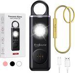 Personal Alarm for Women, Children, Elderly, FineSource USB Rechargeable Safe Alarm 130dB Self Defense Siren Pure Copper Keychains with LED Strobe Light (Black)