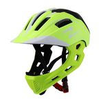 Harilla Kids Full Face Helmet Kids Bike Helmet Boys Bike Helmet Child Helmet Mountain Bike Helmet Adjustable Cushioning Sporting Helmet Road Cycling Helmet for Bicycling, Green