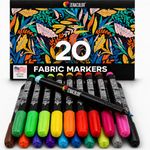 Zenacolor 20 Fabric Markers Pens Set - Non Toxic, Indelible and Permanent Fabric Paint Fine Point Textile Marker Pen - Pens Fine Point Tip