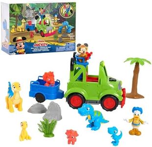 Disney Junior Mickey Mouse Funhouse Dino Rover 16-Piece Play Figures and Vehicle Playset, Kids Toys for Ages 3 Up, Amazon Exclusive by Just Play