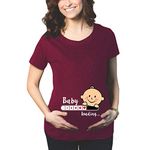 TheYaYaCafe Women's Cute Funny Baby Loading Pregnancy Maternity T-Shirt (Maroon Medium)