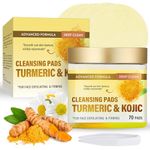 Kojic Acid and Turmeric Cleansing Pads 70 Pads, Turmeric Kojic Acid Pads, Facial Cleansing and Exfoliation for All Skin Types - for Men and Women