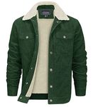 EKLENTSON Men's Sherpa Trucker Jackets Lapel Collar Corduroy Coat Winter Thermal Thick Western Jacket,Green,L