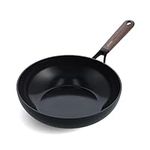 GreenPan Eco-Smartshape Healthy Ceramic Non-Stick 28 cm Wok Pan, Dark Wood, PFAS-Free, Induction Suitable, Black