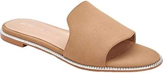 BCBGeneration womens Zahara Flat Sandal Beige Size: 11