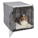 Midwest Homes for Pets CVR42T-GY Dog Crate Cover, Gray Geometric Pattern, 42"