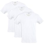 Gildan Men's Cotton Stretch T-Shirts, Multipack, Artic White (V-Neck 3-Pack), Medium