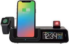 La Crosse Technology C80765 Wattz 3-n-1 Projection Alarm Clock and Wireless Charger, Pack of 1, Onyx