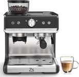 Takywep Semi-Automatic Espresso Machine - 1450W/20 Bar, 30 Grinder Settings, Fast Heating, Milk Frother Steam Wand, Home & Hotel Use, Silver