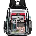 Mimfutu Heavy Duty Clear Backpack School Backpack, PVC Transparent Backpacks See Through Bookbag for Girls Boys Women Men(Black)