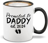 shop4ever Promoted to Daddy Est 2024 Ceramic Coffee Mug 11 oz (Black)