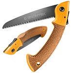 GRÜNTEK Folding Pruning Saw - Teflon-Coated Blade, Soft Cork Handle - 180mm Hand Saw for Wood and Trees