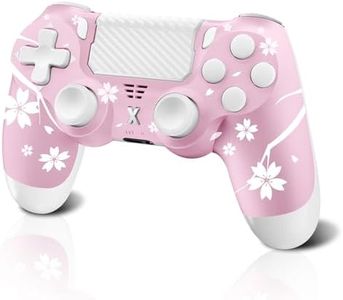 Puiseno Wireless Controller for PS-4, Dual Vibration Game Joystick/Motion Sensing/Touchpad/Speaker/3.5mm Audio Jack Headphone, Upgraded Six-Axis Sensor, Compatible with PS4/Slim/Pro Console/PC (Sakura)