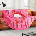 Cute Throw Blanket Soft Blanket Flannel All-Season Couch Cozy Travel Blankets and Throws, Warm Plush Blanket for Daughter Adults Students Teen (Donut, 71 Inch)