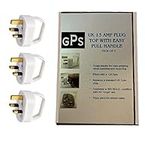 Pack of 3 Easy Pull 13A Plug Tops With A Handle For Assistance With Inserting & Removing Plugs From Sockets Easily. Suitable As A Disability Aid, For Anyone With Arthritis, A Weak Grip, Or Where Plugs Or Sockets Are A Tight Fit