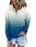 BETTE BOUTIK Womens Fall Casual Jumper Tops Hoodies Long Sleeve Drawstring Pullover Hooded Sweatshirts Button Down Blouses with Pocket-Gradient Blue-XL