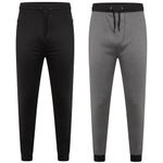 Keanu 2 Pack Mens Tricot Joggers - Sportstyle Jogging Bottoms with Brushed Fleece Lining - Lounge Pants Gym Joggers Tracksuit Bottoms with Pockets - Mens Sizes S - 2XL (Black/Grey Pack, Small)