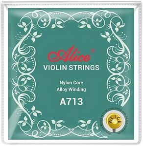 Violin Strings, Alice 4/4 Violin Strings Full Set for Practice, Nylon Core, Rich, Bright And Delicate Tone, Gold Ball End 1 Set