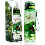 HeavenlyUnicorns Kids Dinosaur Water Bottle, 500ml BPA Free Tritan, LEAKPROOF, SHATTERPROOF Reusable Drinking Bottle, Recyclable Plastic - Ideal For School Nursery Sports Picnic