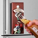 Magnetic Beer Opener - Wall Mounted Bottle Opener with Auto-Catch Function - Refrigerator Mount or Install on Brick, Cement, Wood and Metal Wall - Great Gifts for Men Dad Husband