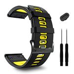 ZPJPPLX 26mm Easy Fit Fenix 7X Pro 6X 5X Bands,Soft Silicone Sport Straps Compatible for Garmin Epix Pro 51mm /Tactix 7 Pro/Fenix 6X Pro/Fenix 5X Plus/Enduro 2/Descent Mk2i/Mk3i 51mm,Black Yellow