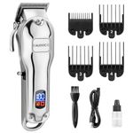 AUDOC Professional Cordless Hair Clippers Rechargeable Beard Trimmer Low Nosie Home Barber Hair Cutting Kit Set for Men/Kids/Pet with An All Metal Housing LED Display