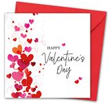 Valentines Card. Hearts & Roses Design. Eco-friendly. 4pp 150x150mm size. Valentine's Card with Red Envelope. Verse inside. Printed and Packed in UK.