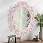 AOAOPQ Pink Mirrors for Small Wall Oval Vintage Wall Mirror Decor Gifts for Women Moms Rustic Wood Framed Decorative Mirrors Bedroom Decor Room